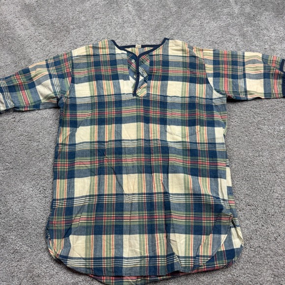 The Unbranded Brand Other - Vintage 1970s MODEL Youth 16 Short Sleeve Henley Plaid Tapered Fit Women's Small